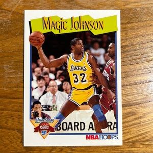 Magic Johnson NBA Hoops Collectible card #316 1991 LA Lakers Milestones Assists